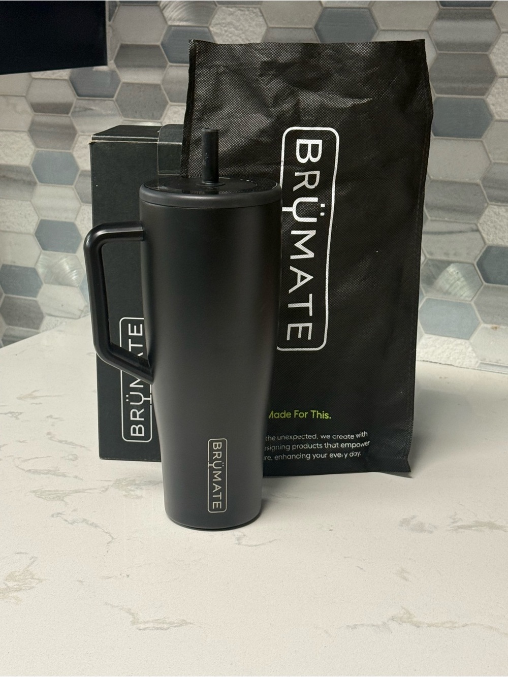 BrüMate Matte Black Insulated Travel Tumbler with Handle